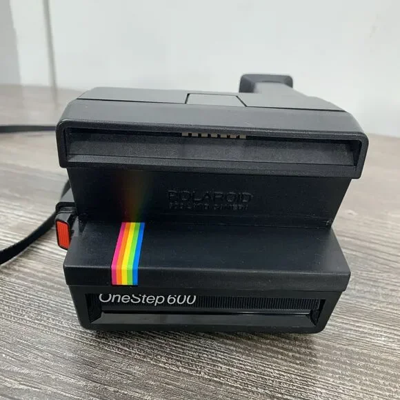 Vintage  One Step 600 Land Camera Rainbow Stripe w/Strap Black (WORKING)  Photo & Video